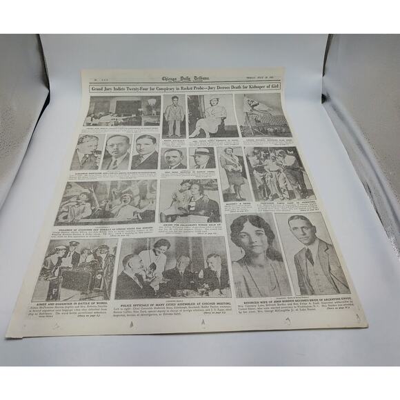 1933 Newspaper Page Raising First N R A Flag Jury Indicts 24 in Racket Probe - Picture 2 of 13